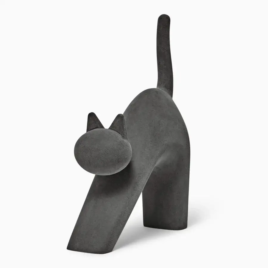 Distinctive Serralunga Gatt-One sculpture crafted from durable LLDPE with dark gray finish and textured Moleskin surface