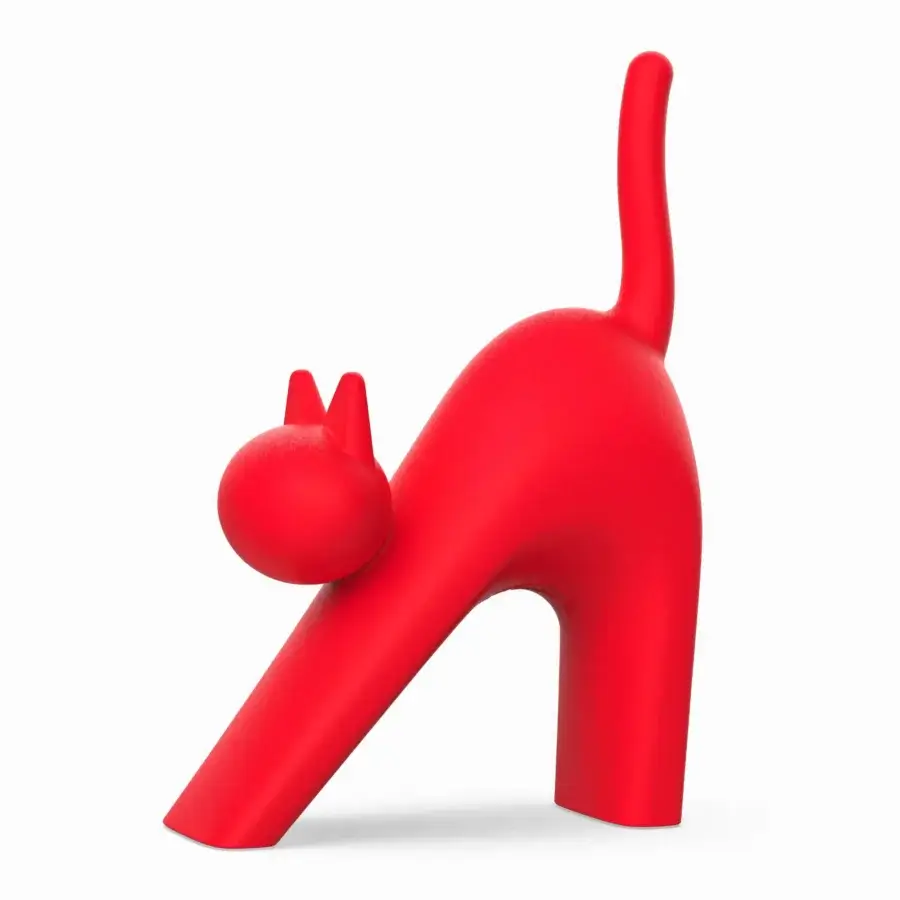 Captivating Serralunga Gatt-One sculpture molded from durable LLDPE with textured Moleskin surface in vibrant red