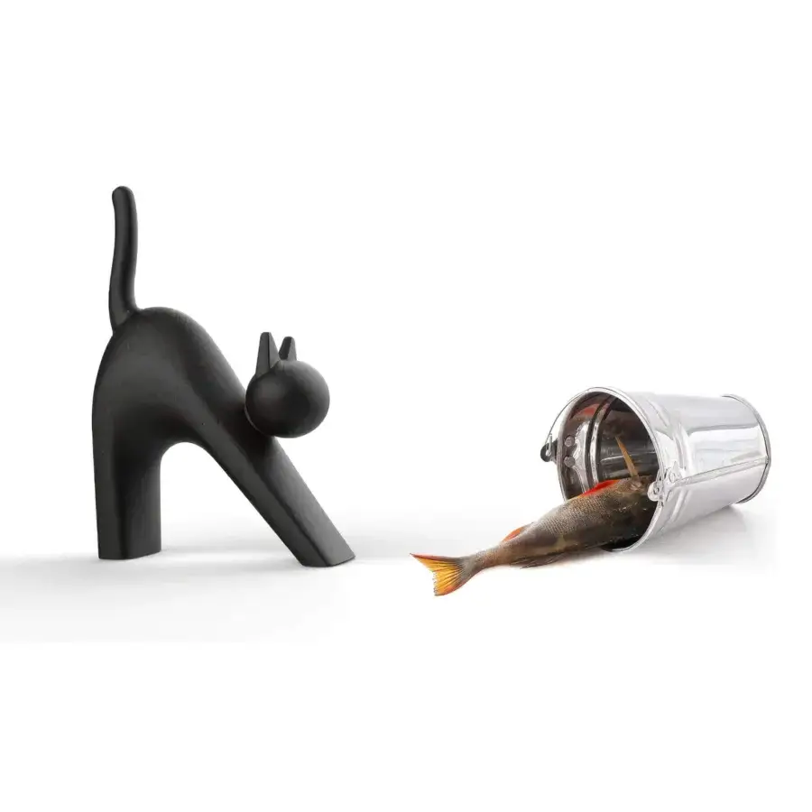 Exclusive Serralunga Gatt-One sculpture crafted from durable LLDPE with sleek black finish and smooth matte texture