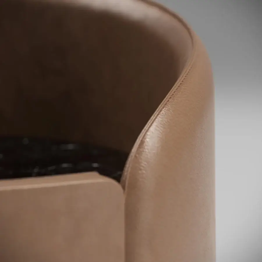 Exceptional Capital Suite nightstand crafted in medium-brown leather with a subtly textured, supple surface