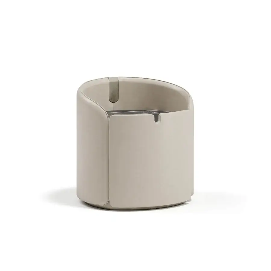 Elegant Capital Suite nightstand upholstered in beige leather with a smooth matte finish