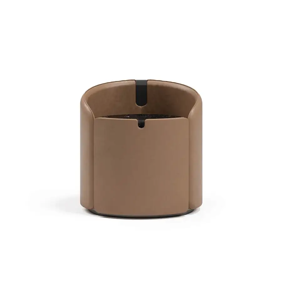 Superior Capital Suite nightstand in taupe leather with recessed drawer openings and a matte finish