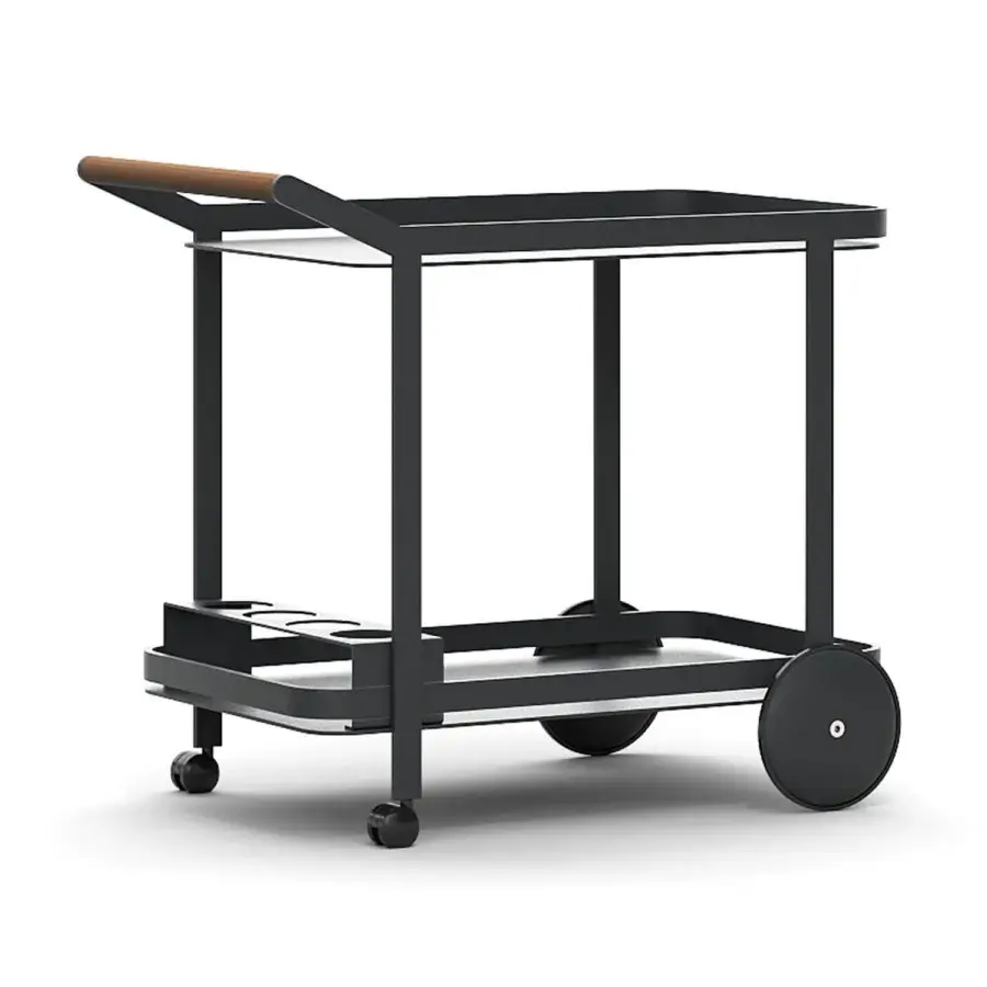 Distinguished Atmosphera Butler Trolley crafted with galvanized steel and solid Asian teak with epoxy powder coating