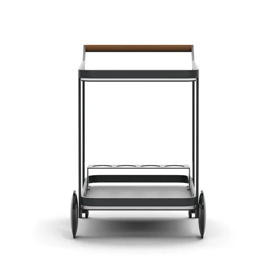 Captivating Atmosphera Butler Trolley serving cart crafted with galvanized steel and solid Asian TEAK with epoxy powder coated finish