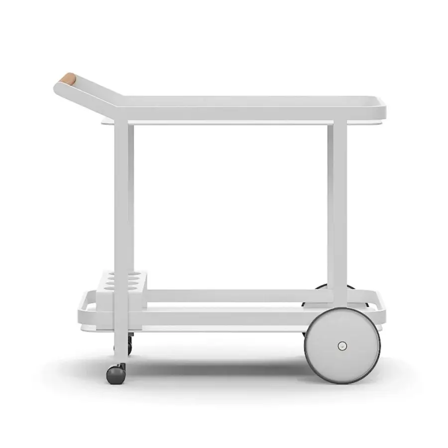 Distinguished Atmosphera Butler Trolley serving cart built with galvanized steel and solid Asian TEAK with epoxy powder coating