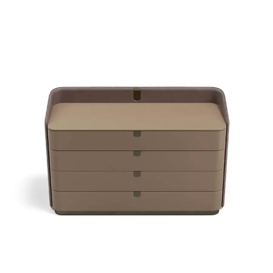 Distinguished Capital Suite dresser with four drawers, lacquered taupe and brownish-grey, embodying a minimalist Italian design