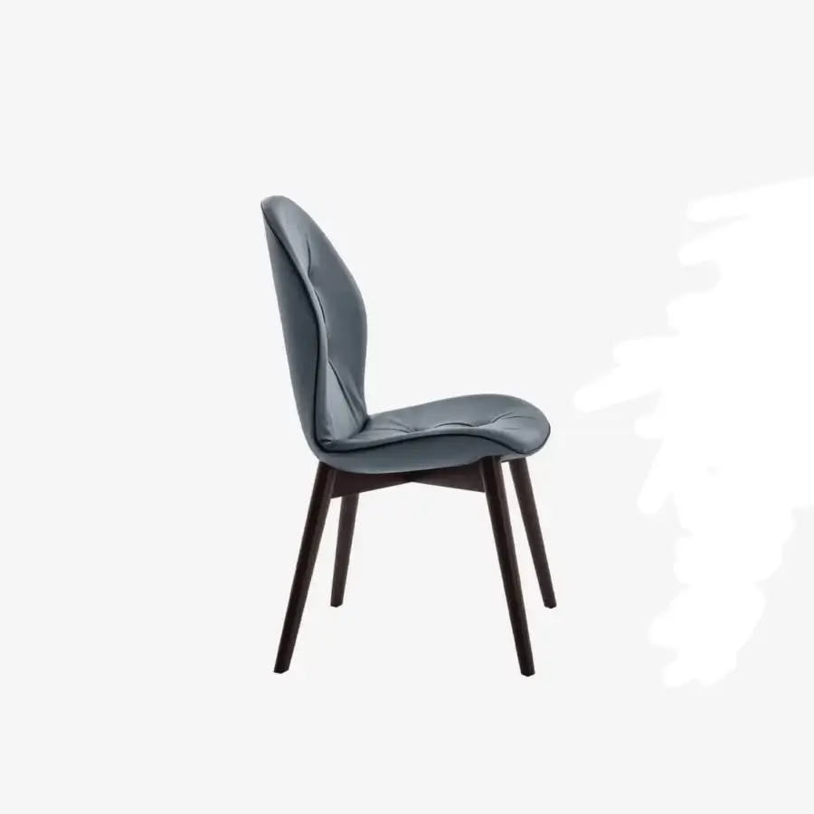 Distinguished Tonin Casa Sorrento chair in ash wood with dark walnut finish and muted teal Nubuk leather upholstery