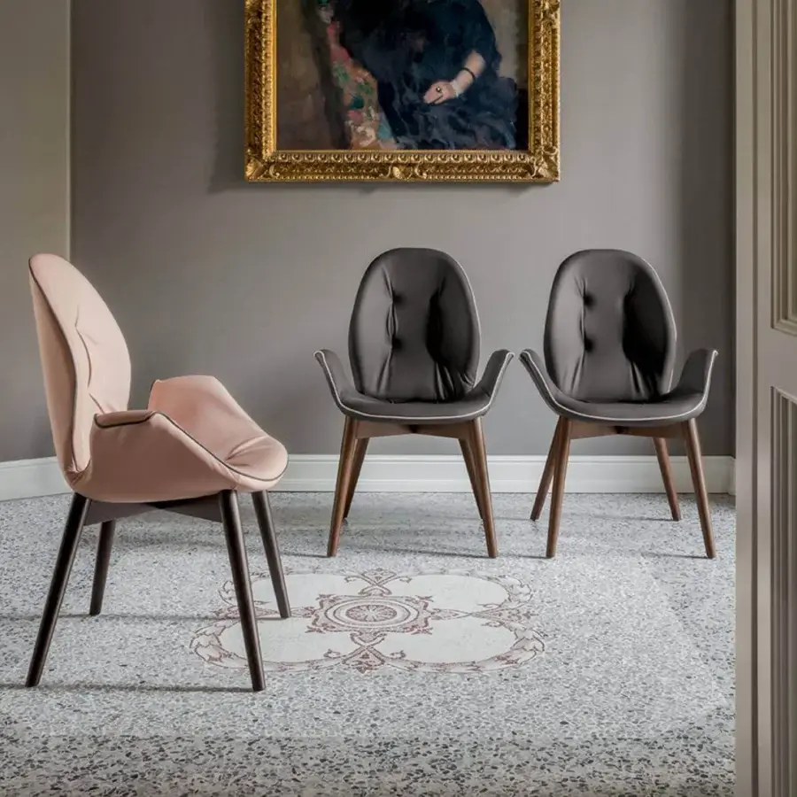 Distinguished Tonin Casa Sorrento armchair with dark gray textile upholstery and warm oak finished ash wood structure