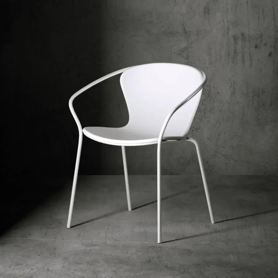 Superior Serralunga Solea chair molded from recyclable LLDPE plastic with a clean white finish and slender matte metal legs