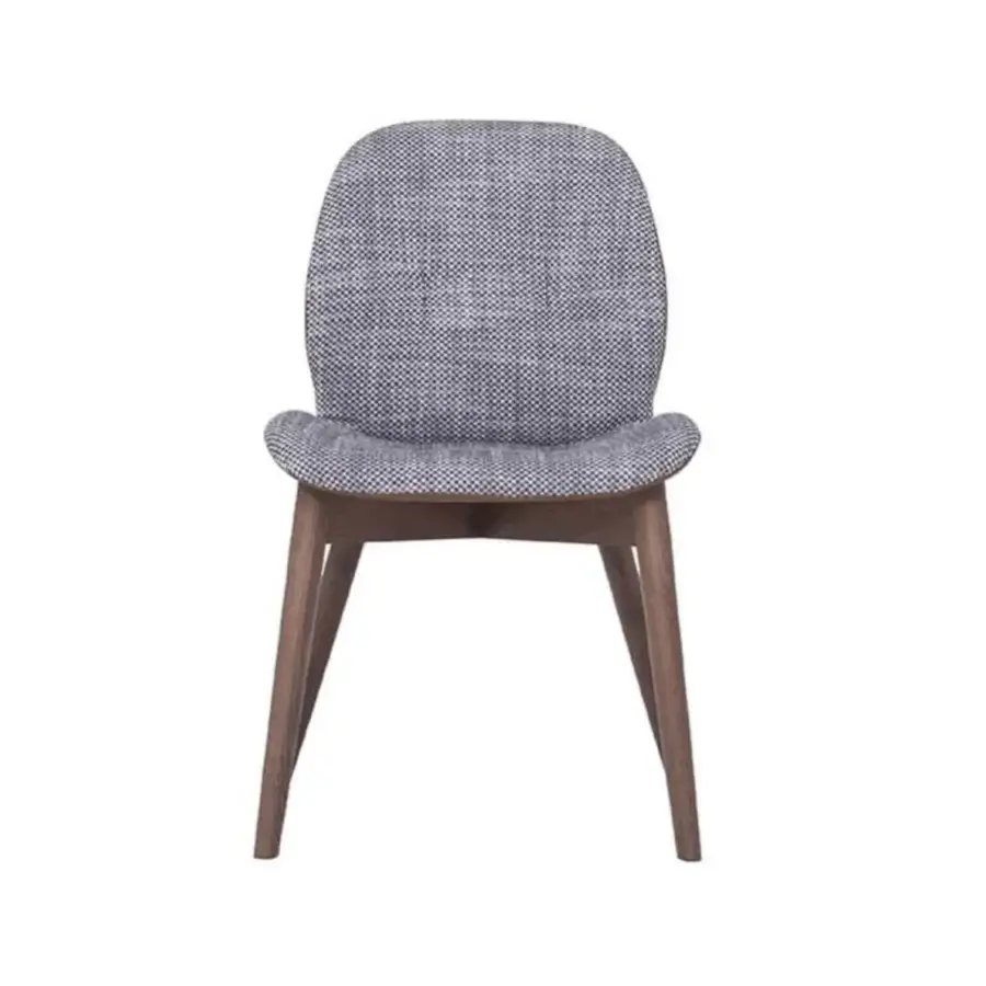 Elegant Tonin Casa Sorrento Ésprit chair with gray and white checkered textile upholstery and satin-finish wooden frame