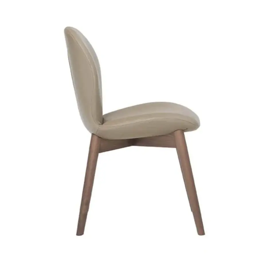 Superior Tonin Casa Sorrento Ésprit chair crafted with smooth leather-like upholstery and satin-finished wooden frame in a muted beige tone