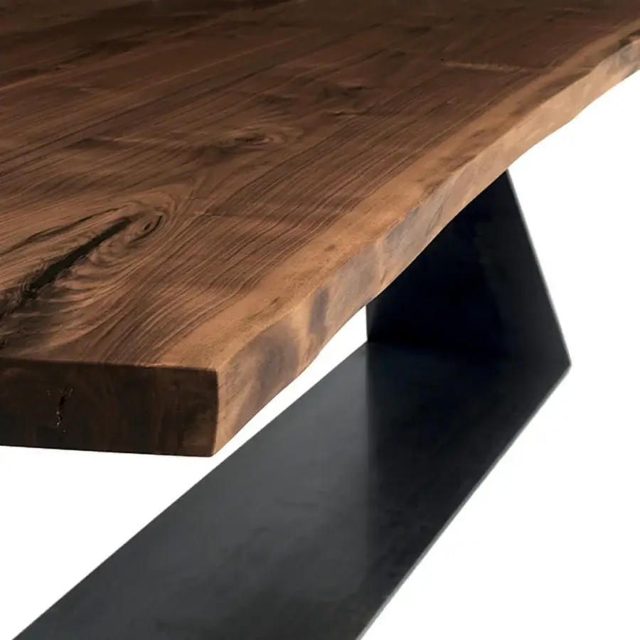 Exceptional Riva 1920 Bedrock Plank table built with monumental solid wood exhibiting brown tones and a satin finish