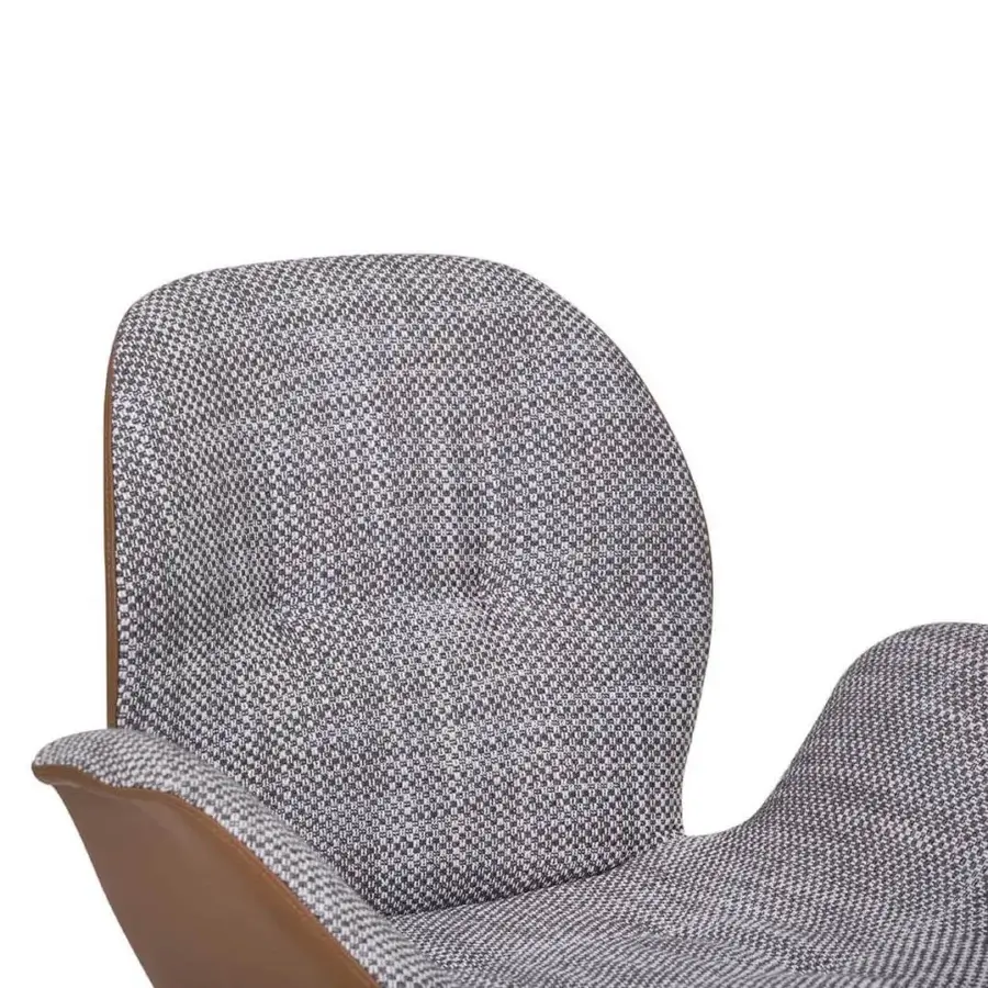 Elegant Tonin Casa Sorrento Ésprit armchair in textured gray textile with satin-finish bentwood, crafted in Italy