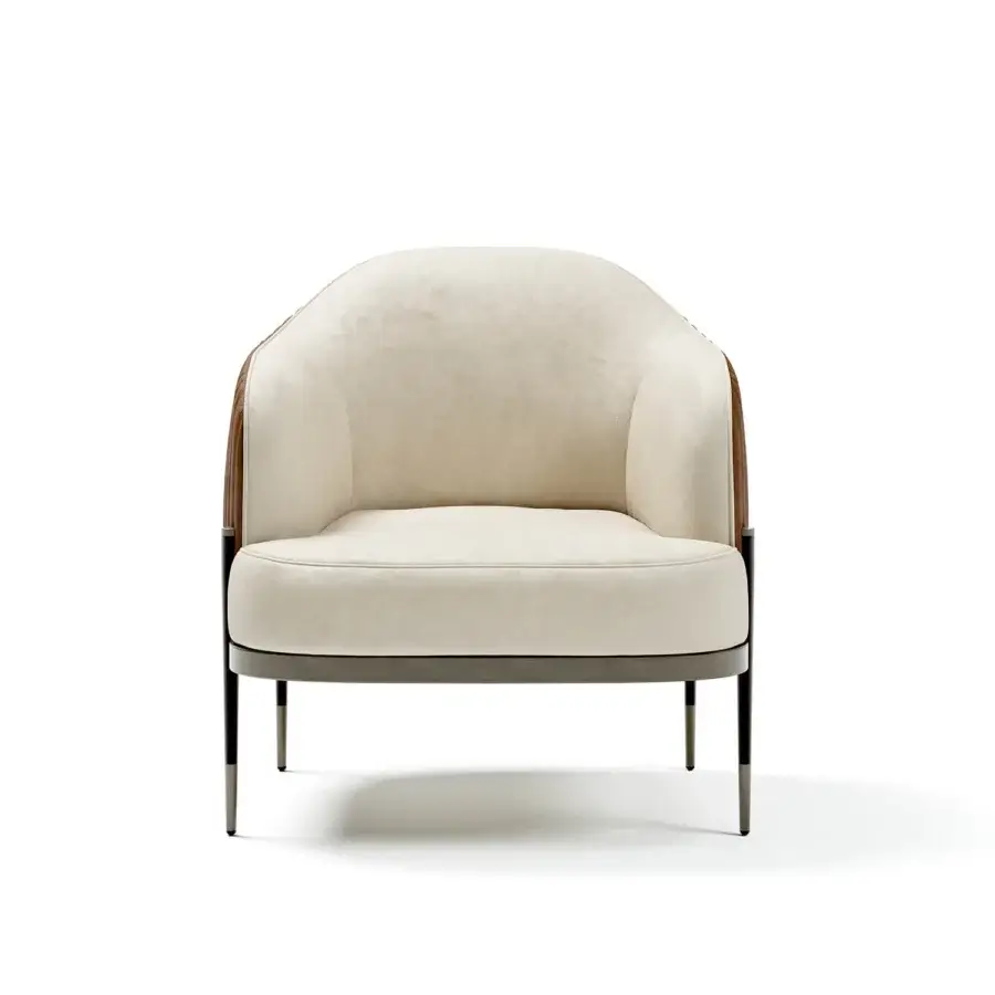Sophisticated Capital Oxford lounge chair with light beige fabric upholstery and warm satin wood frame