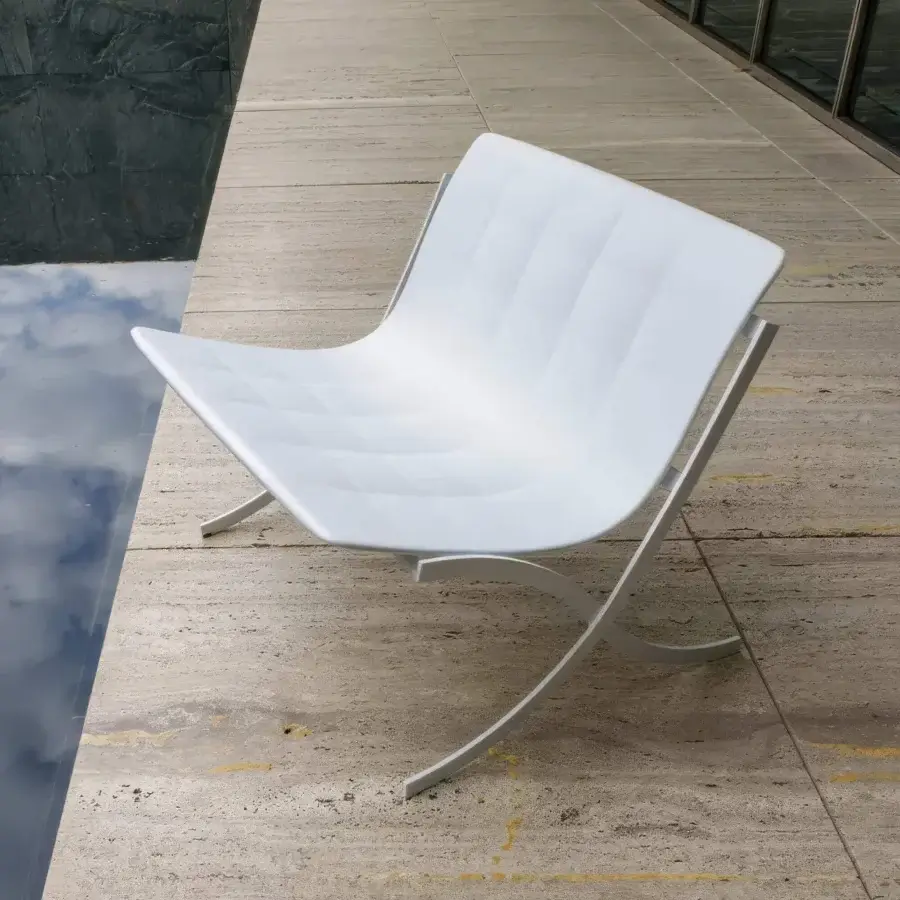 Superior Serralunga Barceloneta lounge chair crafted with matte white painted stainless steel and molded polyurethane seat