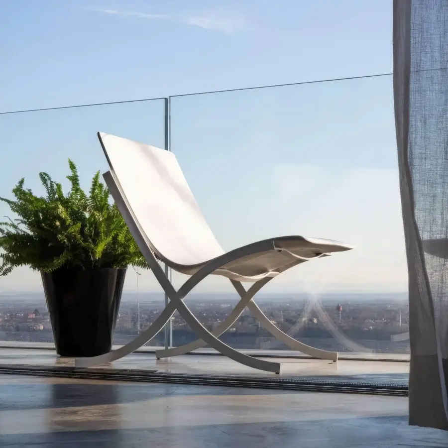 Superior Serralunga Barceloneta lounge chair crafted with painted AISI 304 stainless steel and molded PU in White RAL 9016 finish