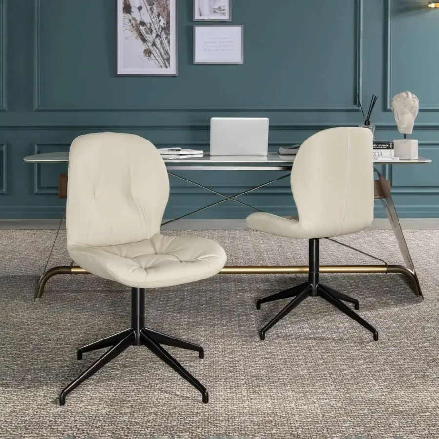 Distinguished Tonin Casa Sorrento Ésprit chair with light beige synthetic upholstery and matte black painted aluminum base