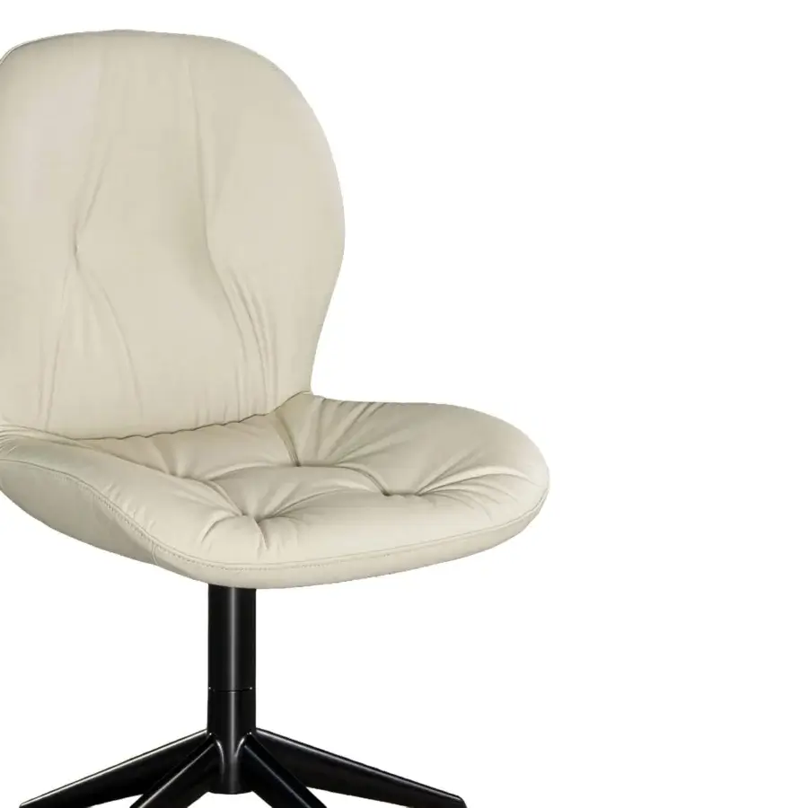 Elegant Tonin Casa Sorrento Ésprit chair with quilted pale beige textile and matte black painted aluminum base