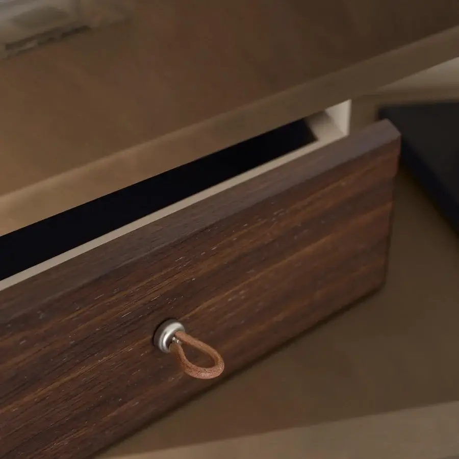 Elegant Ivano Antonello Italia Mirta console crafted in wood with a satin medium-dark brown finish highlighting natural grain