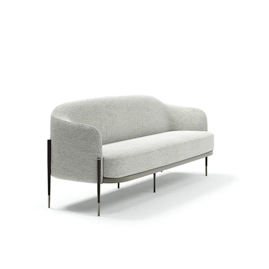 Superior Capital Oxford sofa crafted with light neutral gray textured textile upholstery and sleek dark-toned metal legs