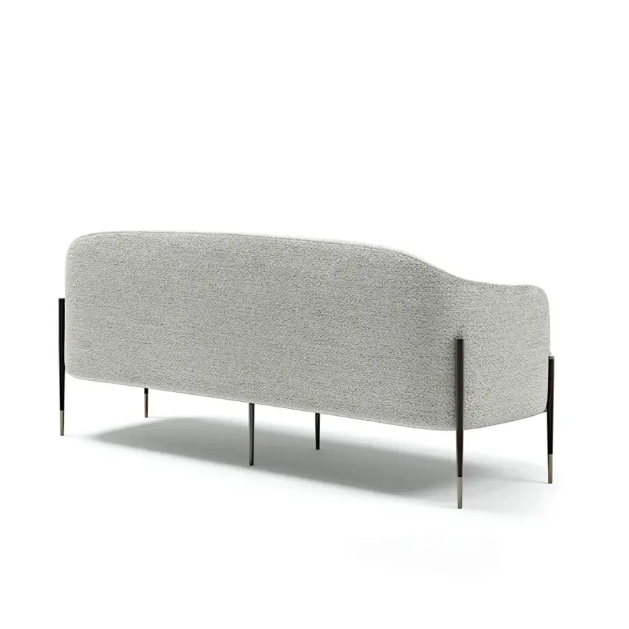 Distinguished Capital Oxford sofa built with light neutral speckled textile upholstery and quilted leather finish