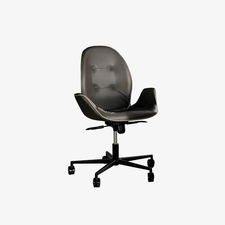 Elegant Tonin Casa Sorrento chair and armchair in dark gray material with glossy finish and oscillating seat