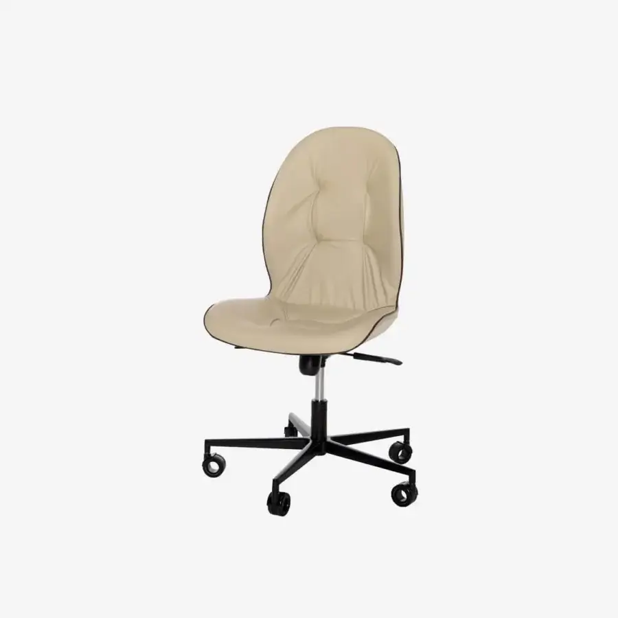 Superior Tonin Casa Sorrento office chair and armchair in light beige synthetic material with sleek black metal base