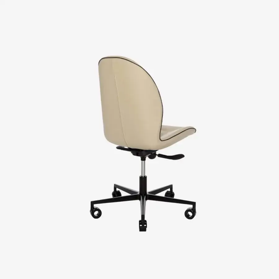 Remarkable Tonin Casa Sorrento office chair and armchair in pale beige synthetic material with black satin metal base