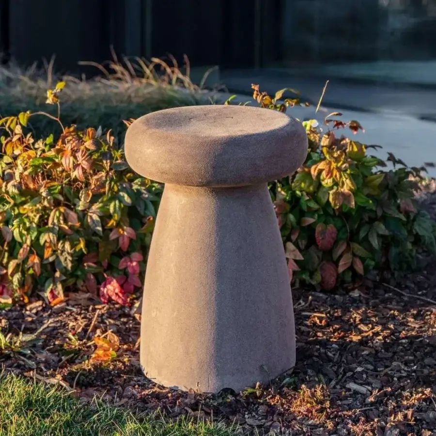 Exceptional Serralunga Porcino stool molded from durable LLDPE plastic with an earthy brown camouflage effect and Moleskin finish