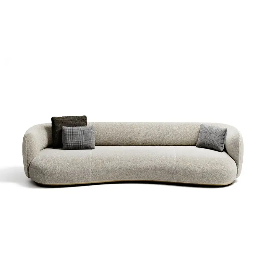 Distinguished Capital Cloud sofa upholstered in sumptuous light neutral beige bouclé fabric with a matte finish