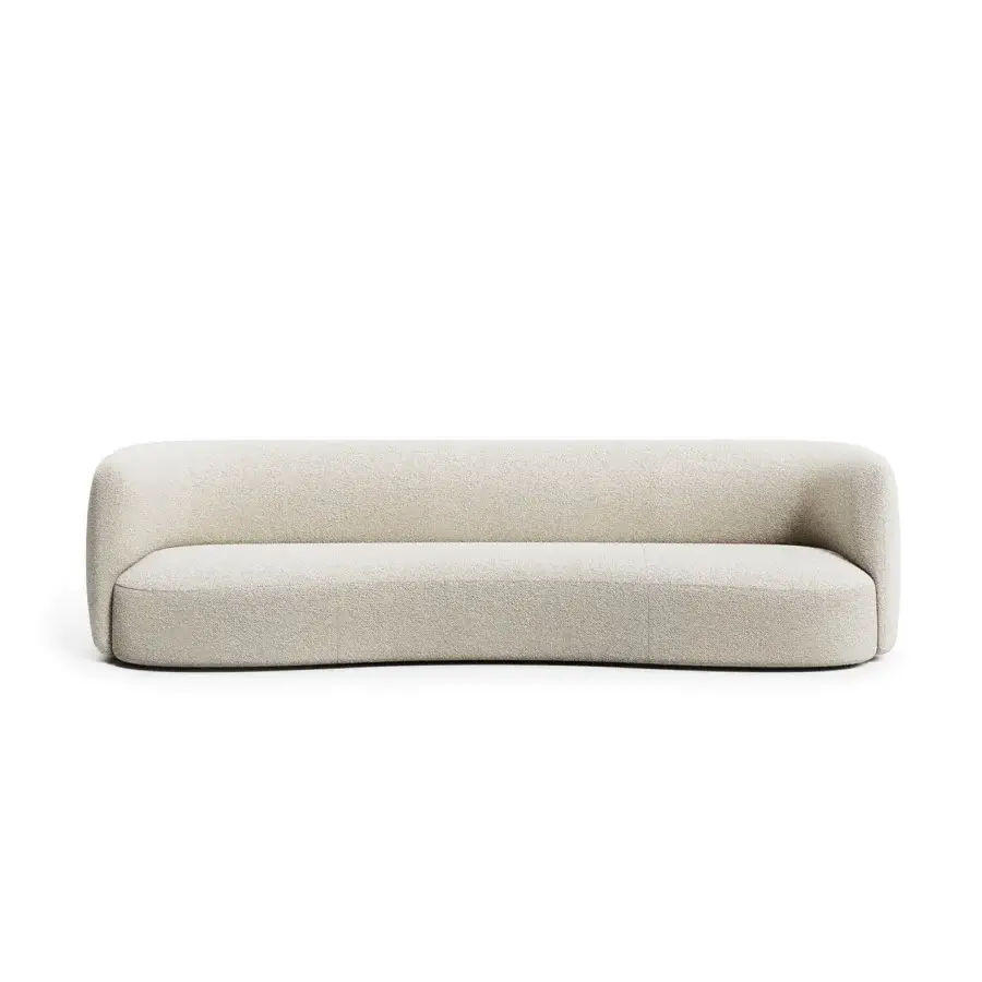 Superior Capital Cloud sofa upholstered in plush light neutral beige bouclé textile with skilled Italian craftsmanship