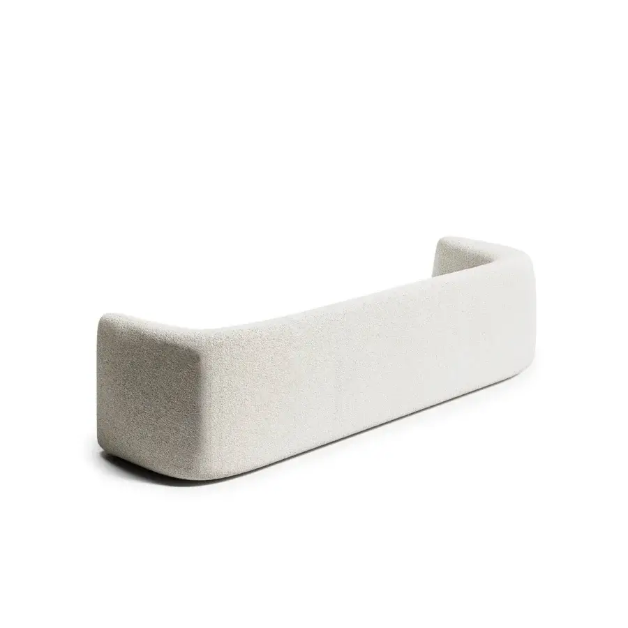 Exceptional Capital Cloud sofa upholstered in sumptuous light neutral textile with skilled continuous curves