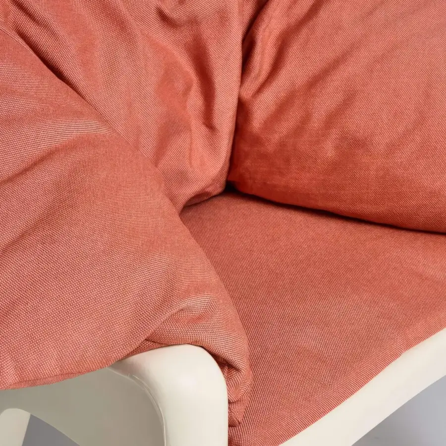 Distinguished Serralunga Russel armchair crafted in terracotta LLDPE with comfortable polyolefin cushion and subtly textured finish
