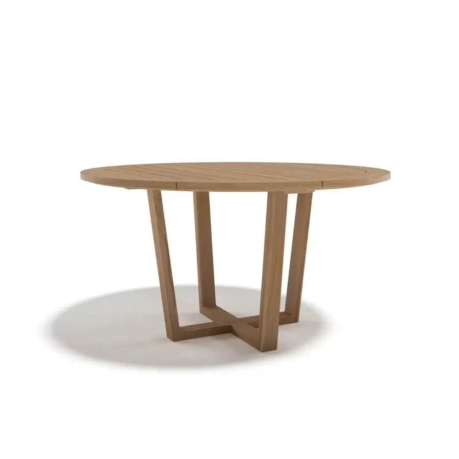 Elegant Atmosphera Desert table crafted from Asian Teak wood with a natural oil finish and striking X-shaped base
