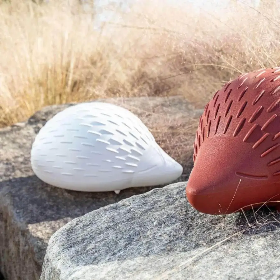 Distinguished Serralunga Bonnie sculpture crafted in reddish-brown LLDPE with textured finish for indoor or outdoor display