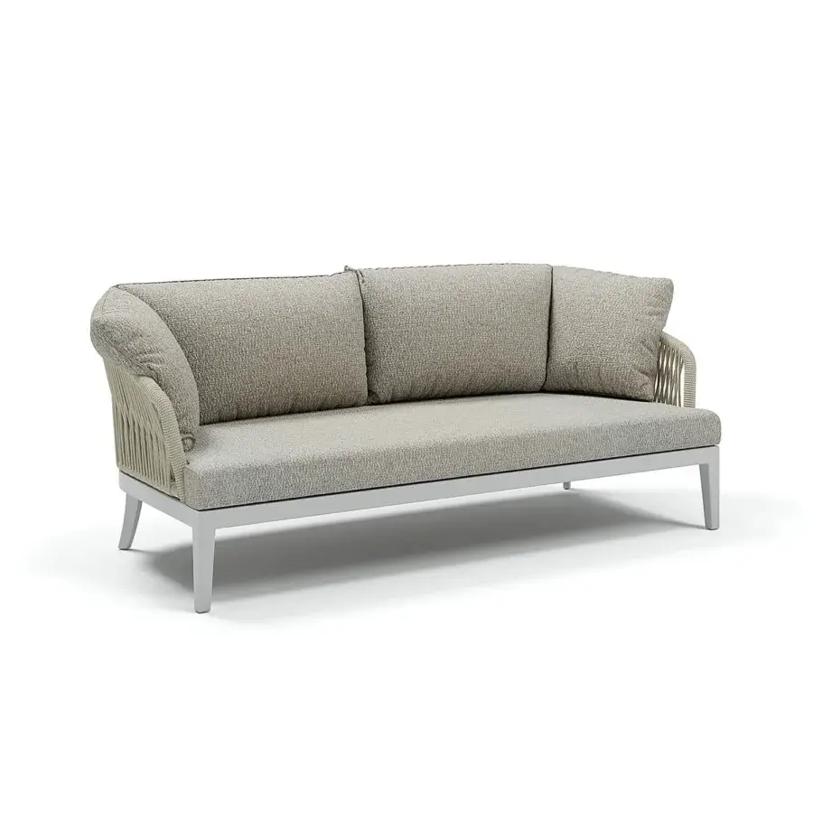 Superior Atmosphera Dream 2.0 sofa crafted with woven textile in beige-grey and satin-finish metal frame