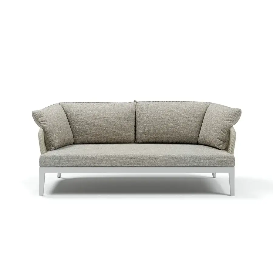 Distinguished Atmosphera Dream 2.0 sofa crafted with weather-resistant textile and light-toned metal with hand-woven rope detailing