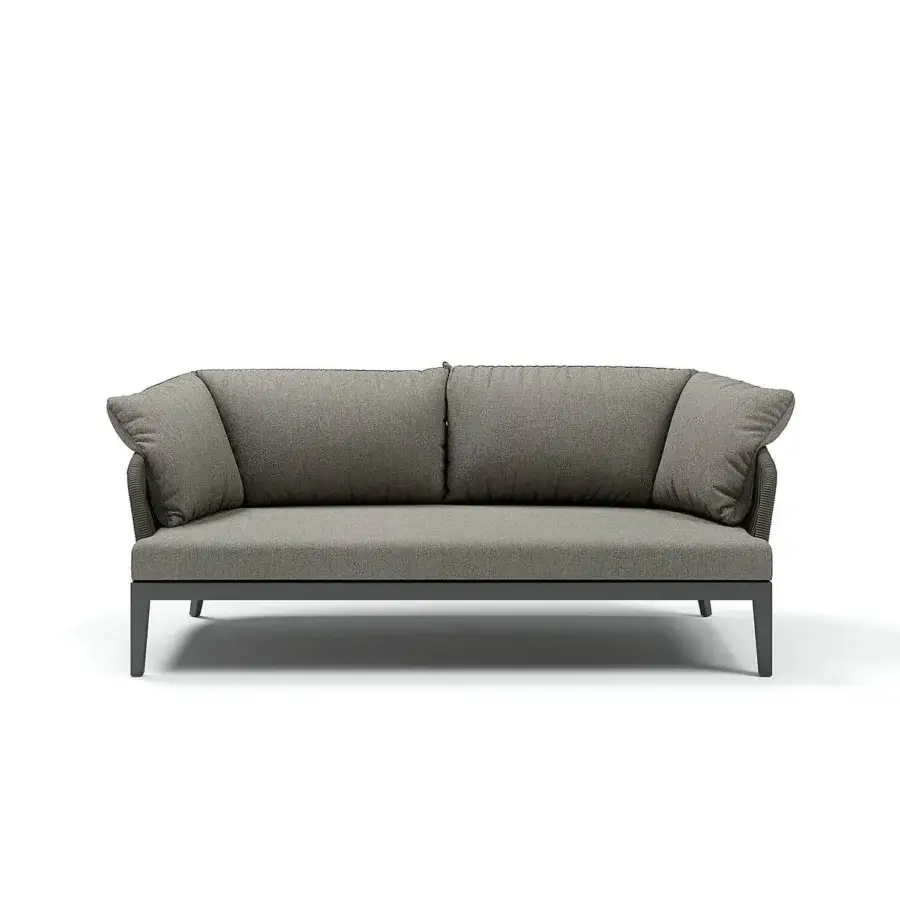 Distinguished Atmosphera Dream 2.0 sofa with weather-resistant materials and hand-woven round rope detailing in a muted gray tone