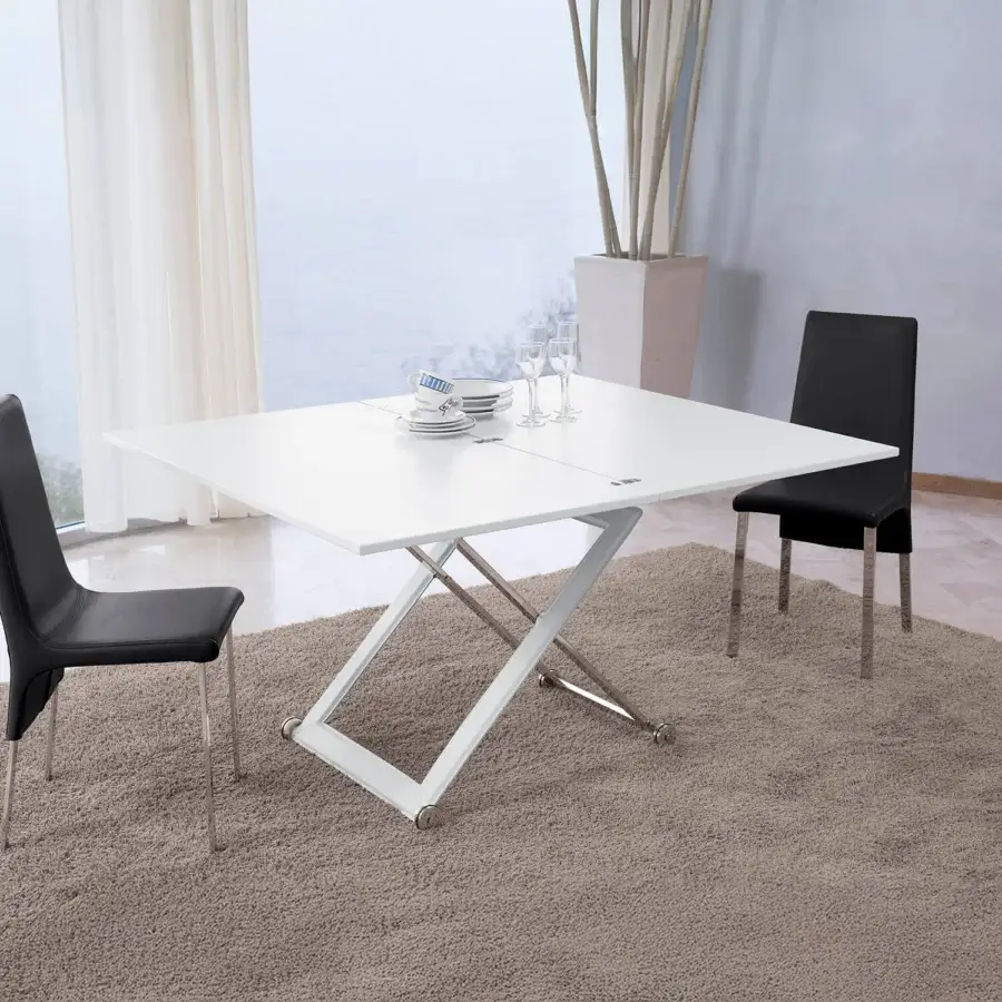 Distinguished Ivano Antonello Italia Punto coffee table with a double lacquered wood top and silver-toned steel geometric base crafted in Italy