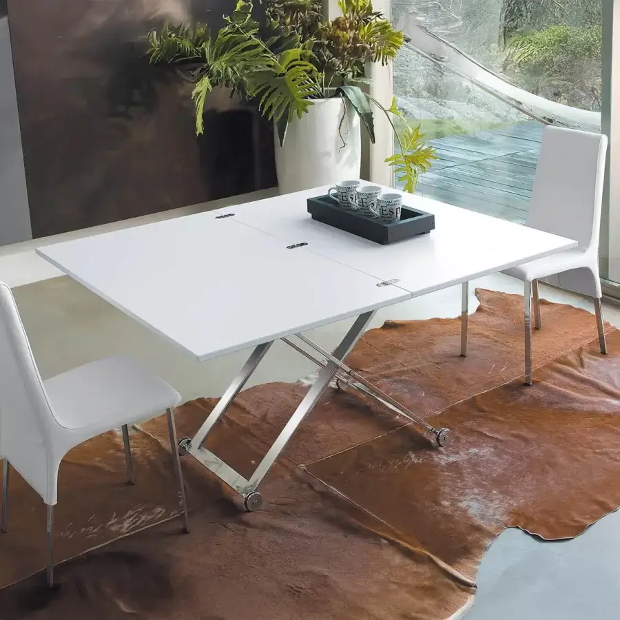 Elegant Ivano Antonello Italia Punto coffee table crafted with a double lacquered wood top and polished chromed steel base