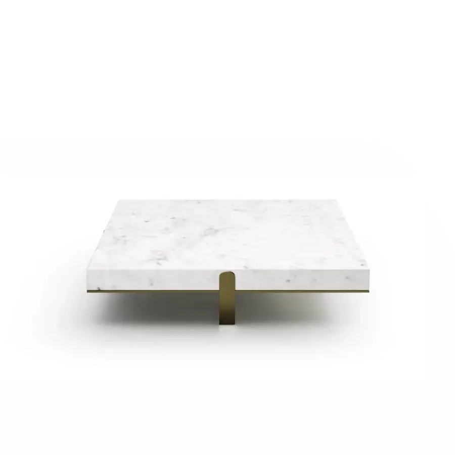 Exclusive Capital Grand coffee table with cool marble tops and golden-toned metal base crafted in Italy