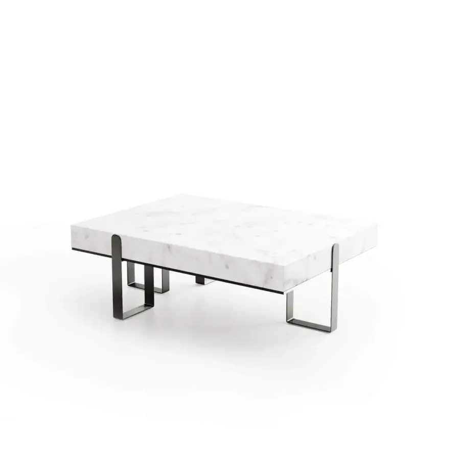 Superior Capital Grand coffee table with cool marble tops and slender dark grey matte metal legs