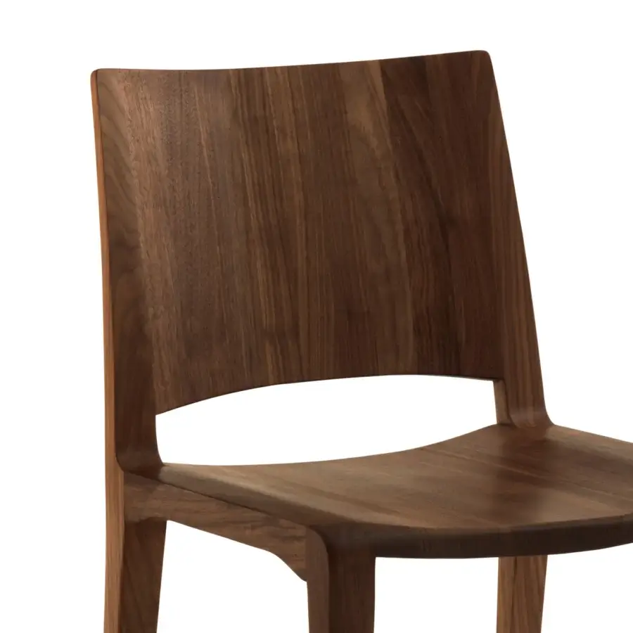 Architectural handcrafted Riva 1920 Voltri chair with medium-dark wood and smooth satin finish embodies pure structural form