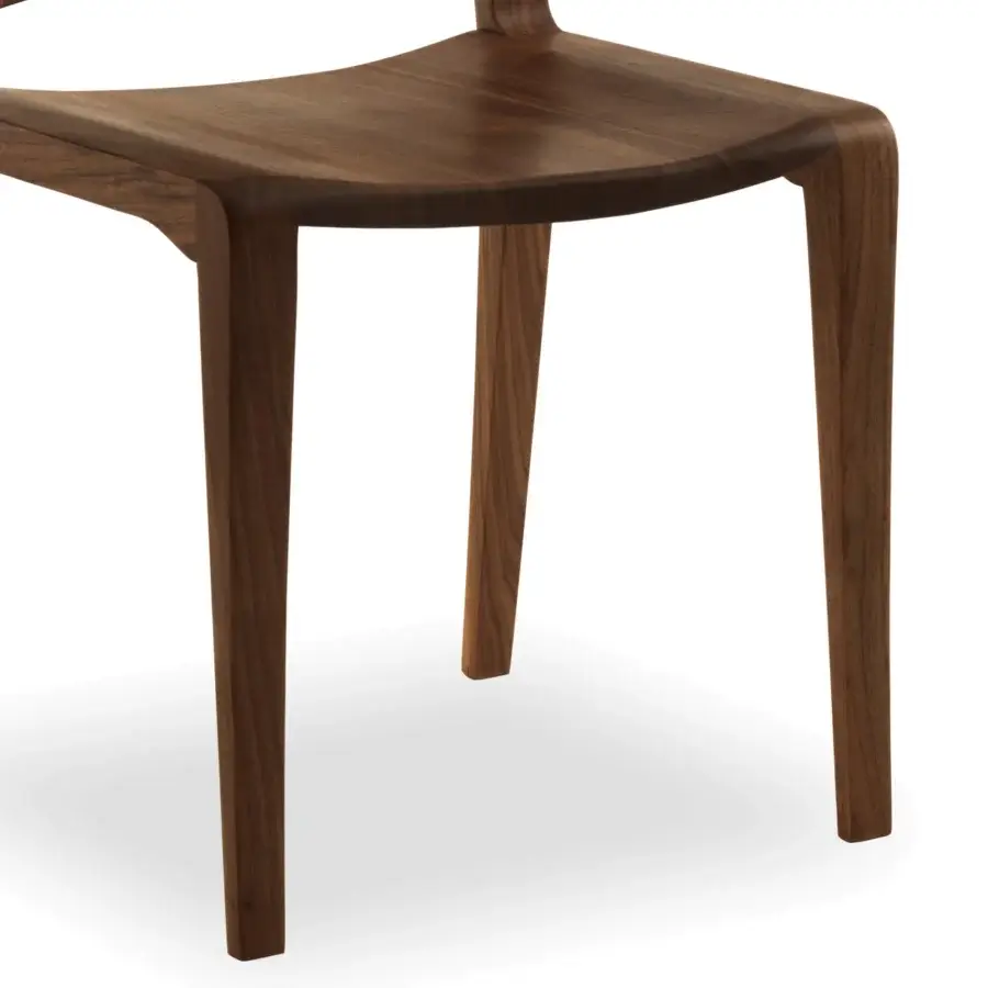 Distinguished Riva 1920 Voltri chair with medium-dark wood showcasing interlocking joints and organic curves in a tactile finish