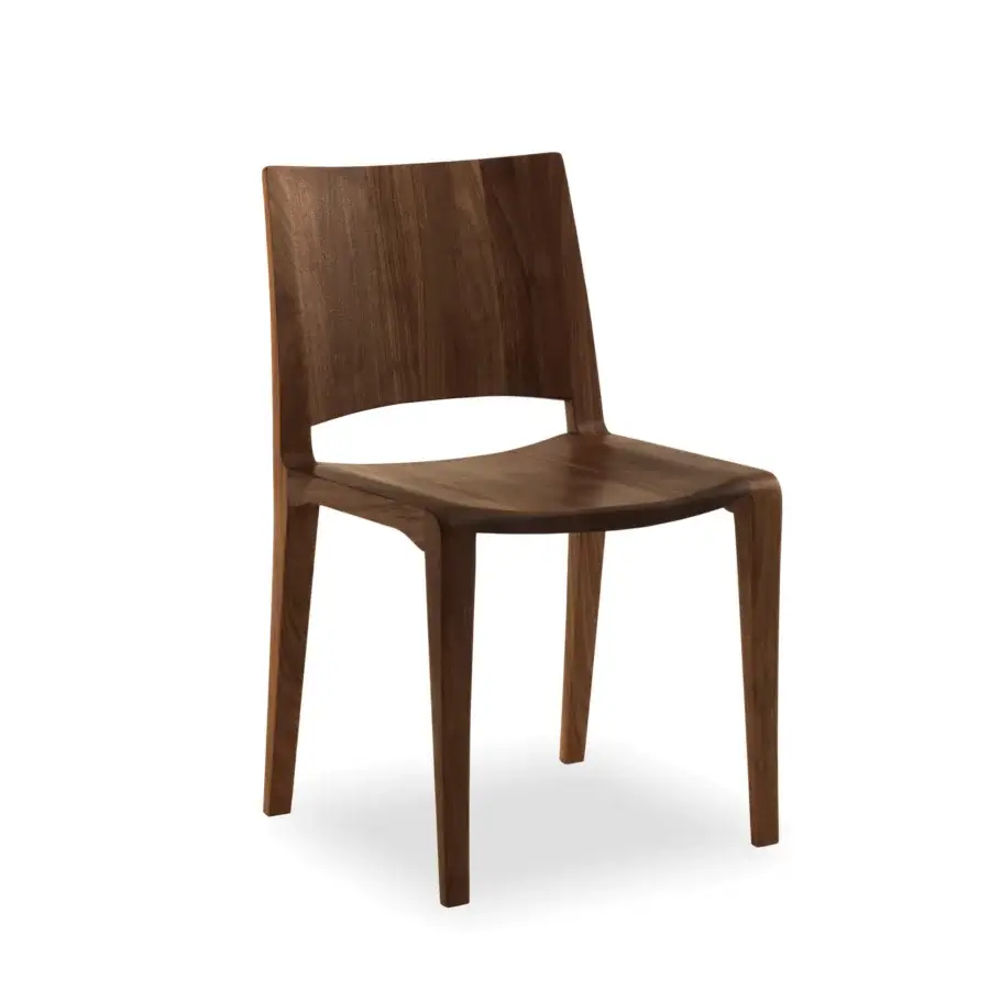 Architectural exclusive Riva 1920 Voltri chair crafted in medium-dark wood with a satin finish showcasing subtle curves