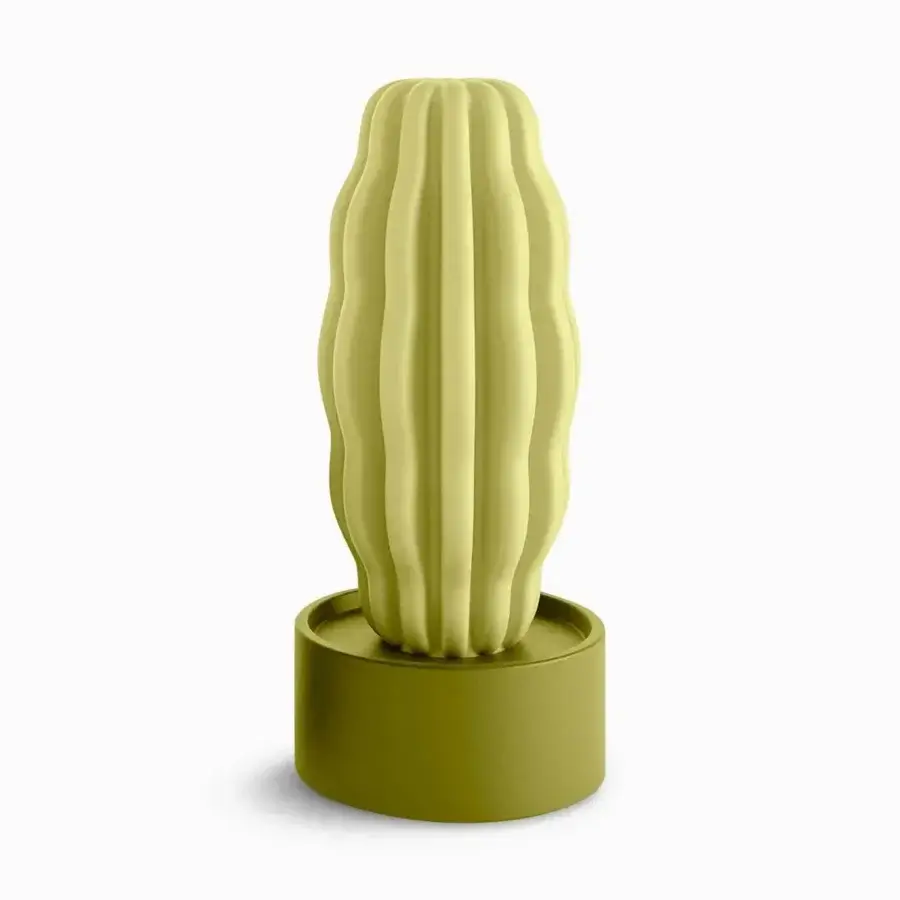 Exceptional Serralunga Cactus sculpture with organic form in muted olive green LLDPE and smooth matte finish