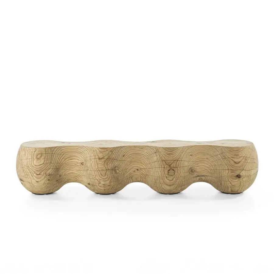 Exceptional Riva 1920 Bruco bench crafted in Lebanon Cedar wood with flowing curves and a matte finish