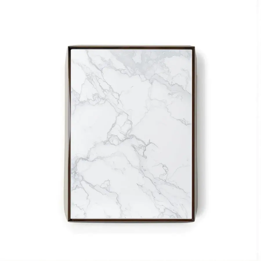 Elegant Capital Grand coffee table with a white marble top and sleek dark-toned solid wood structure