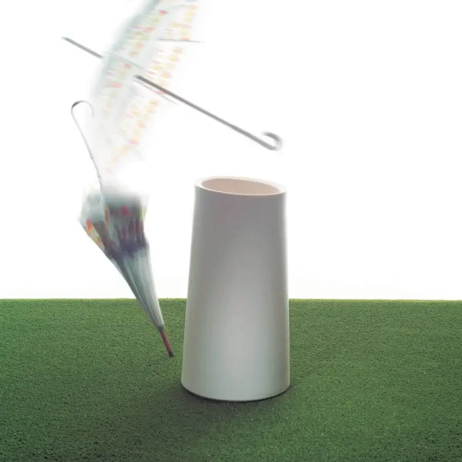 Superior Serralunga Giano umbrella stand with light gray recyclable LLDPE and matte finish