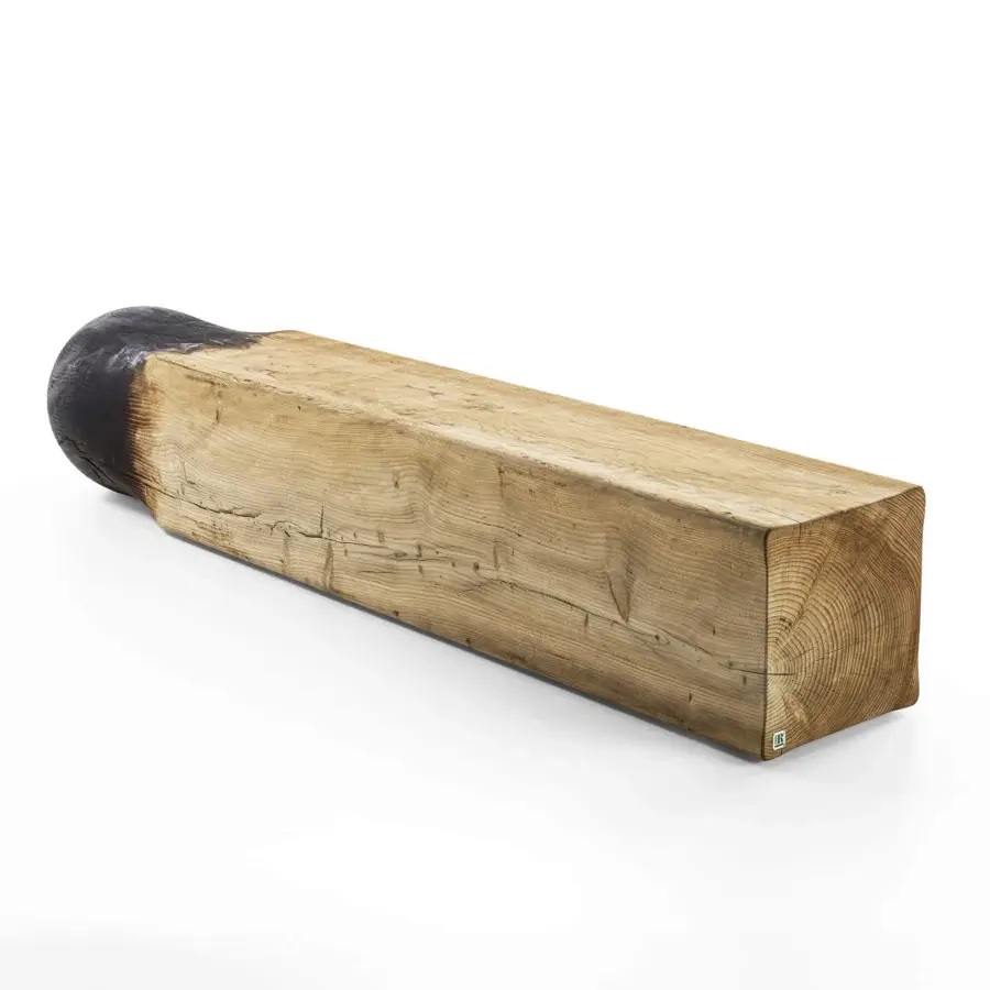 Exceptional Riva 1920 Ce(d)rino bench carved in Cedar of Lebanon exhibiting a dramatic charred effect with raw wood grain